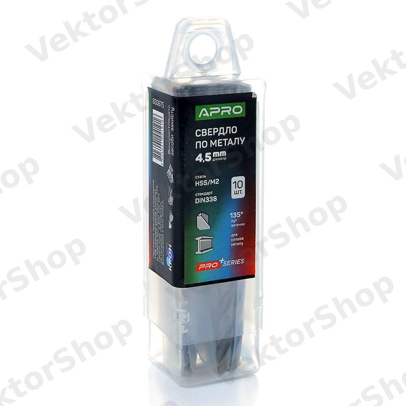 Свердло по металу HSS/M2 (6542) Ø4,5мм (тубус, кратно 10шт) PRO APRO
