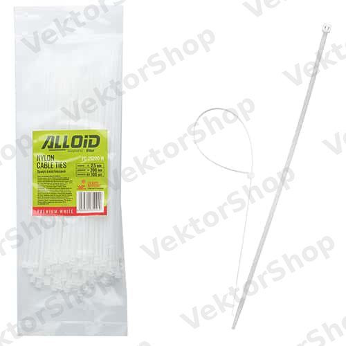 Хомут пластиковий Alloid 2.5 х 200 100 шт./уп. білий